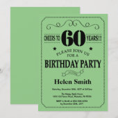 Invitation d'anniversaire Noir et Vert (Devant / Derrière)