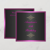 Invitation d'anniversaire noir rose et doré (Devant / Derrière)