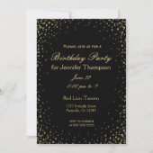 Invitation d'anniversaire | Noir simple et or (Devant)