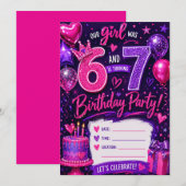Invitation d'anniversaire Notre Fille avait 6 ans (Devant / Derrière)