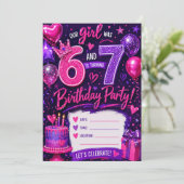 Invitation d'anniversaire Notre Fille avait 6 ans (Debout devant)