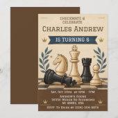 Invitation d'anniversaire numérique d'échecs (Devant / Derrière)