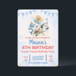 Invitation d'anniversaire Ocean Friends<br><div class="desc">Cette joyeuse invitation à l'anniversaire des petits présente des dauphins et des amis souriants des tortues. Un design sous-marin convivial qui conviendra parfaitement aux jeunes enfants qui aiment les créatures marines ludiques.</div>