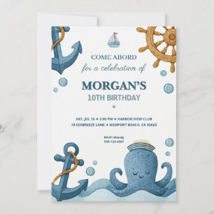 Invitation d'anniversaire Océanique Nautique