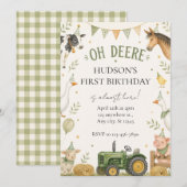Invitation d'anniversaire Oh Deere Farm (Devant / Derrière)