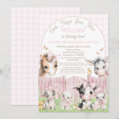 Invitation d'anniversaire Oink Baa Moo (Devant / Derrière)