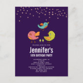 Invitation d'anniversaire oiseaux colorés mignons (Devant)