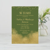 Invitation d'anniversaire Olive Green Gold Confett (Debout devant)