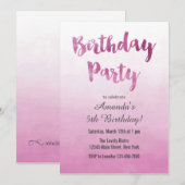 Invitation d'anniversaire Ombre Pink (Devant / Derrière)