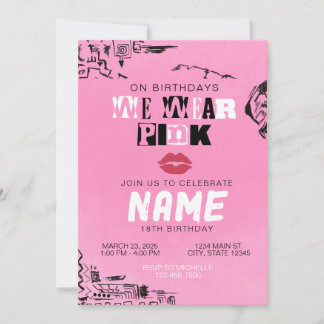 Invitation d'anniversaire 'On porte du rose' | Mea