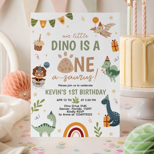 Invitation d'anniversaire ONE-a-saurus Dino 1ère a