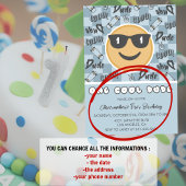 Invitation d'anniversaire One Cool Dude rétro bleu