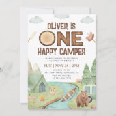 Invitation d'anniversaire One Happy Camper (Devant)