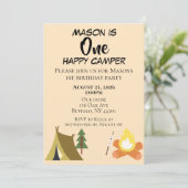 Invitation d'anniversaire One Happy Camper (Debout devant)