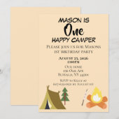 Invitation d'anniversaire One Happy Camper (Devant / Derrière)