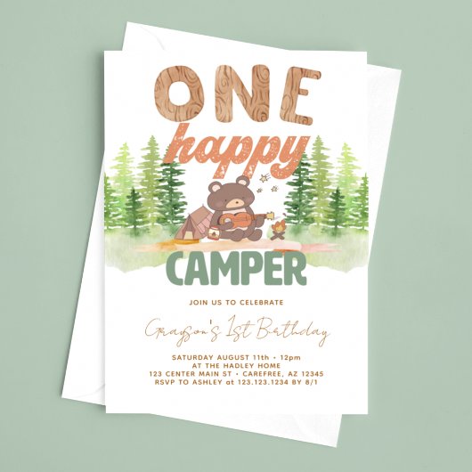 Invitation d'anniversaire One Happy Camper