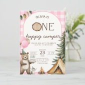 Invitation d'anniversaire One Happy Camper Camping (Debout devant)