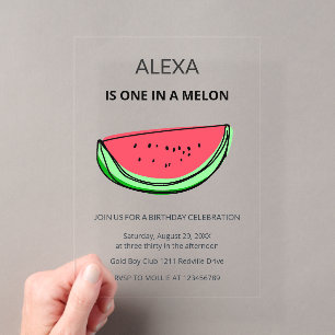 Invitation d'anniversaire One in a Melon 1ère anné