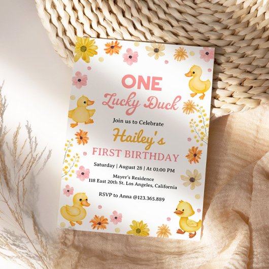 Invitation d'anniversaire One Lucky Duck