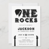 Invitation d'anniversaire One Rocks Guitar Pick 1è (Devant)