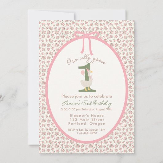Invitation d'anniversaire "One Silly Goose" (Devant)