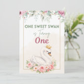 Invitation d'anniversaire One Sweet Swan (Debout devant)