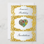 Invitation d'anniversaire or blanc (Dos)