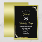 Invitation d'anniversaire Or Décoratif & 7 Diamant (Devant / Derrière)