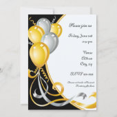 Invitation d'anniversaire or et argent pour 20e an (Dos)