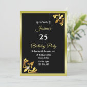 Invitation d'anniversaire or et perles décoratifs (Debout devant)