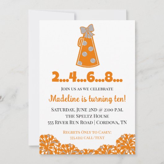 Invitation d'anniversaire Orange et Blanc (Devant)