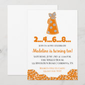 Invitation d'anniversaire Orange et Blanc (Devant / Derrière)