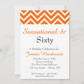 Invitation d'anniversaire Orange et White Chevron (Devant)