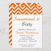 Invitation d'anniversaire Orange et White Chevron (Devant / Derrière)