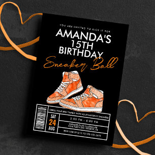 Invitation d'anniversaire Orange Sneaker Ball