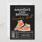Invitation d'anniversaire Orange Sneaker Ball (Devant)