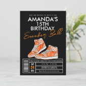 Invitation d'anniversaire Orange Sneaker Ball (Debout devant)