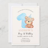 Invitation d'anniversaire ours en peluche, ours mi (Devant)