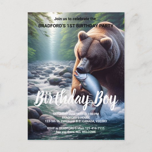 Invitation d'anniversaire Ourse Majestueuse (Devant)