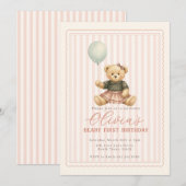 Invitation d'anniversaire Ourson (Devant / Derrière)