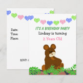 Invitation d'anniversaire Ourson (Devant / Derrière)