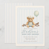 Invitation d'anniversaire Ourson (Devant / Derrière)