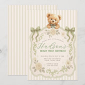 Invitation d'anniversaire Ourson (Devant / Derrière)