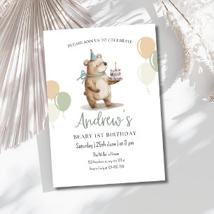 Invitation d'anniversaire Ourson, 1er anniversaire