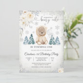 Invitation d'anniversaire Ourson d'hiver (Debout devant)