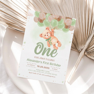Invitation d'anniversaire Ourson en peluche Ballon