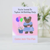 Invitation d'anniversaire Ourson Mignon (Debout devant)