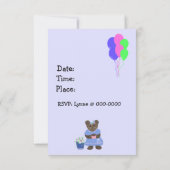 Invitation d'anniversaire Ourson Mignon (Dos)