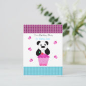 Invitation d'anniversaire Ourson Panda avec Cupcak (Debout devant)