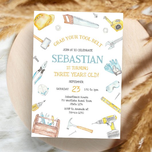 Invitation d'anniversaire Outils de Construction